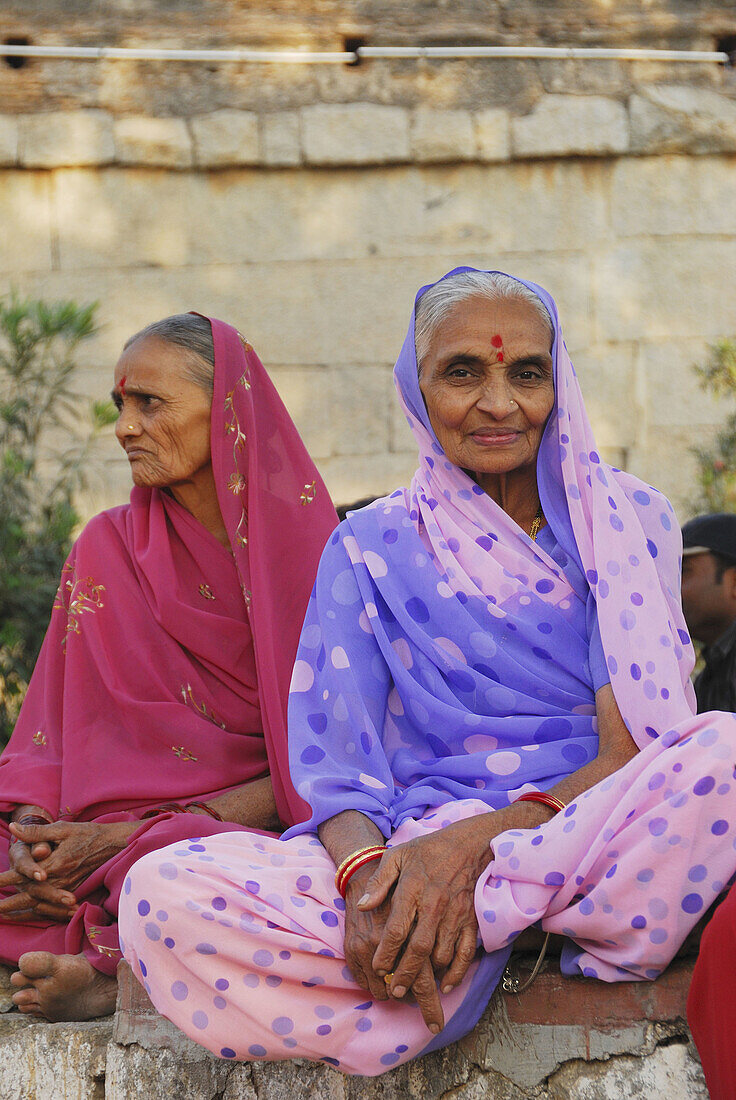 Women at temple. Karnataka, India
