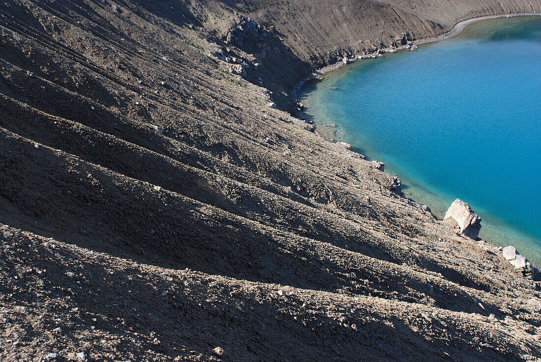 The crater Víti with a green lake inside of it, Krafla caldera, Iceland