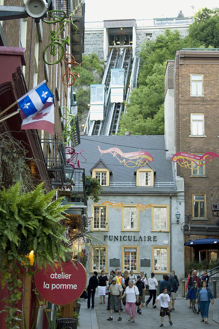 Quebec City, Canada - Funiculaire in Vieux Quebec at dusk