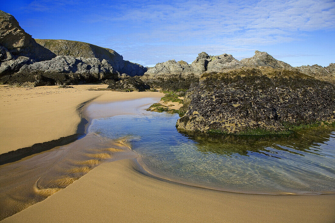 Brittany, Belle-Ile, wild coast : beach of Donnant