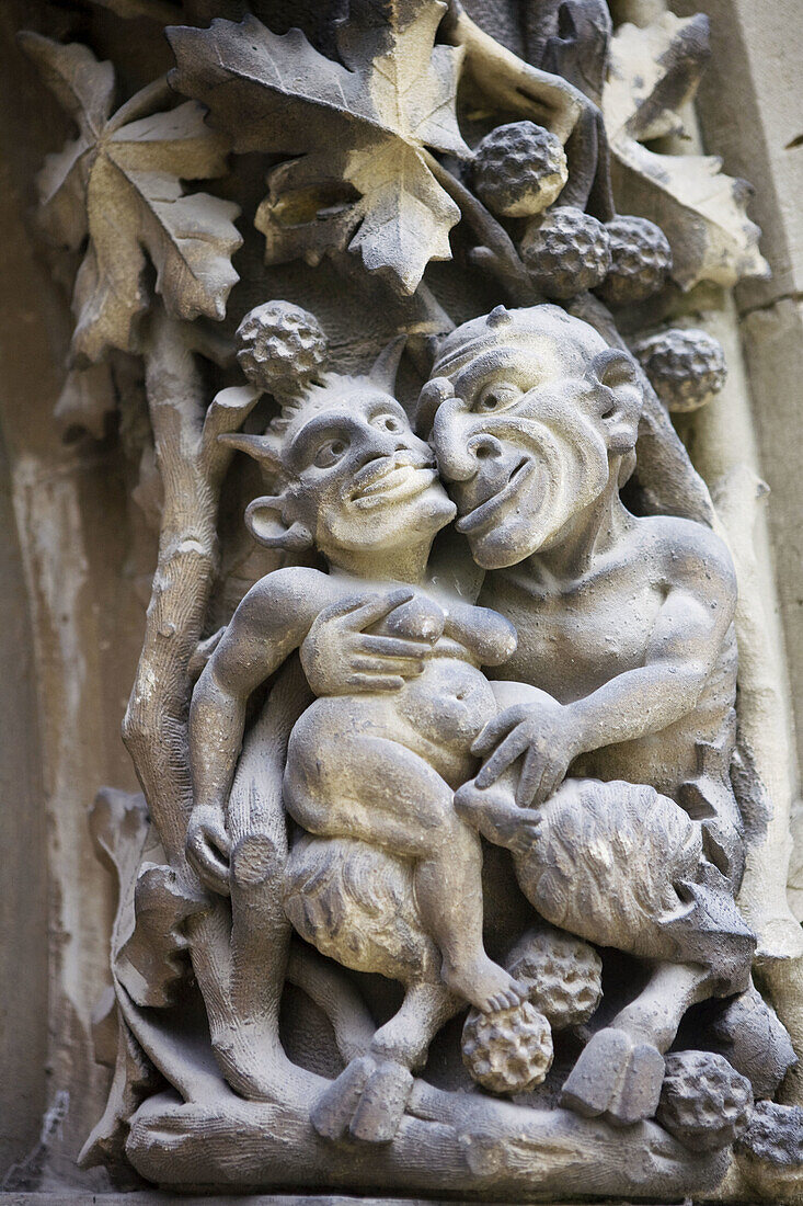 Detail, façade of cathedral, Vitoria. Alava, Basque Country, Spain