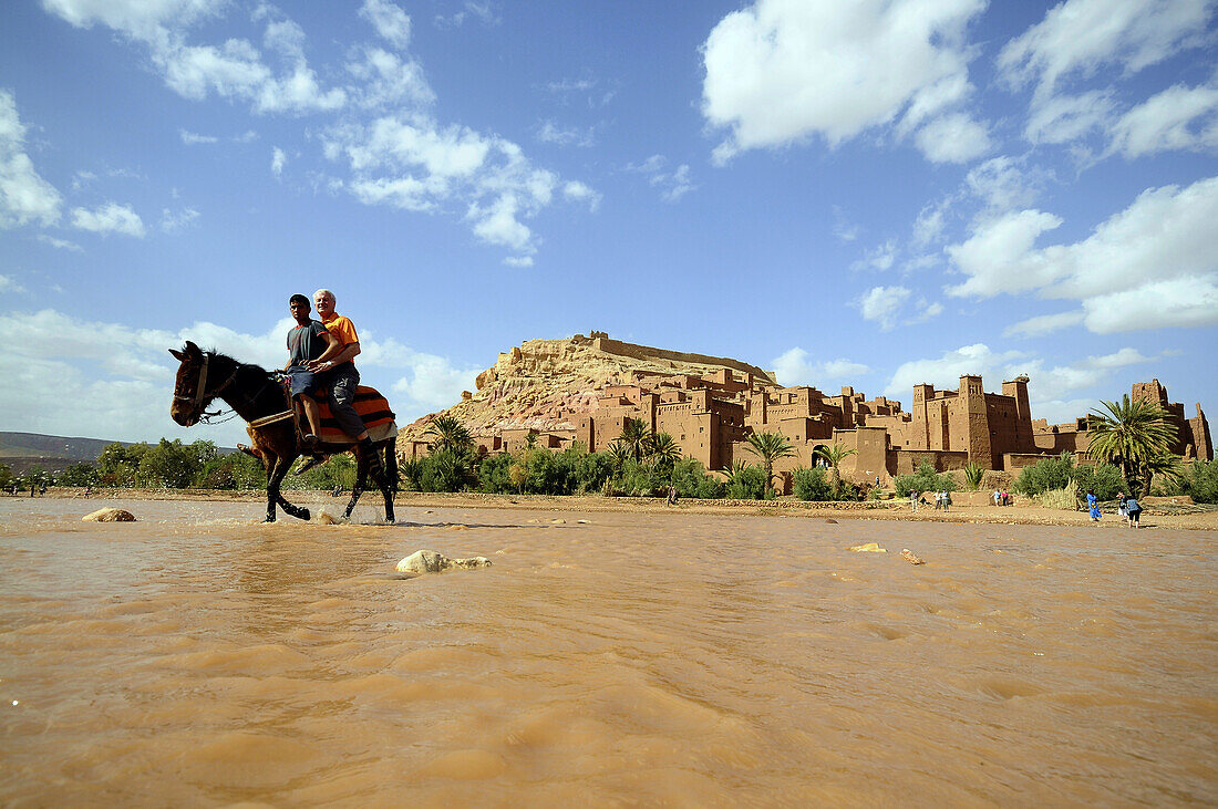 Children on a  Kasbah Ait-Benhaddou, South Morocco, Morocco, Africa