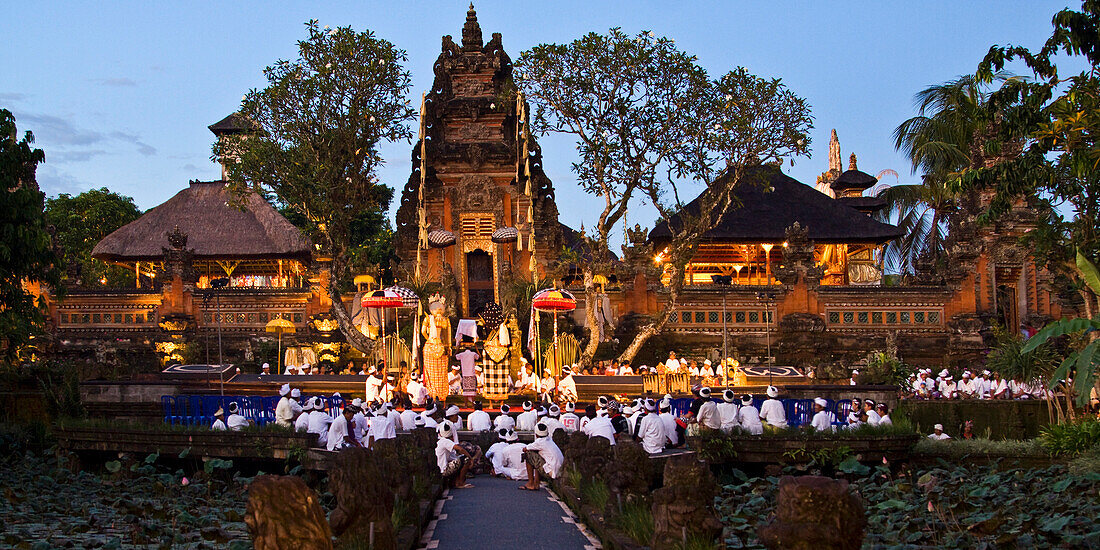 Temple in Ubud  during Koningan Ceremony  , Bali Indonesia