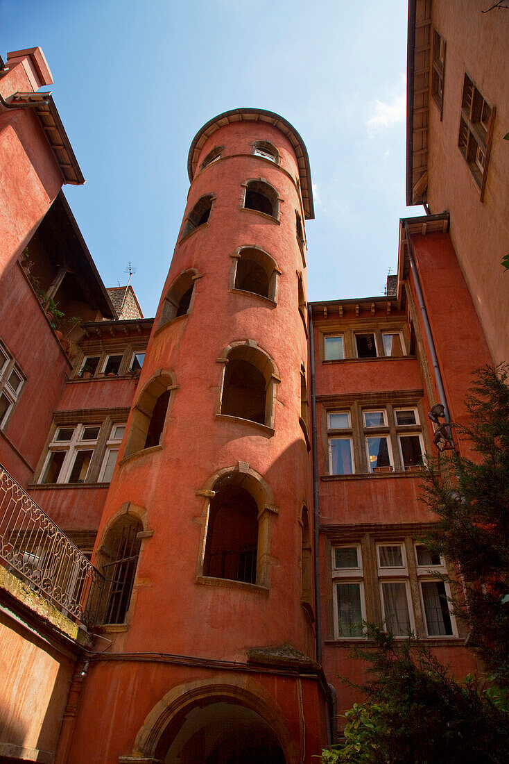 Red Tower in Vieux Lyon, Old City Center, Rhone Alps,  France