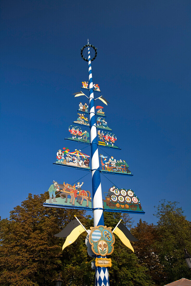 Maypole on the Viktualienmarkt in  Munich , Germany