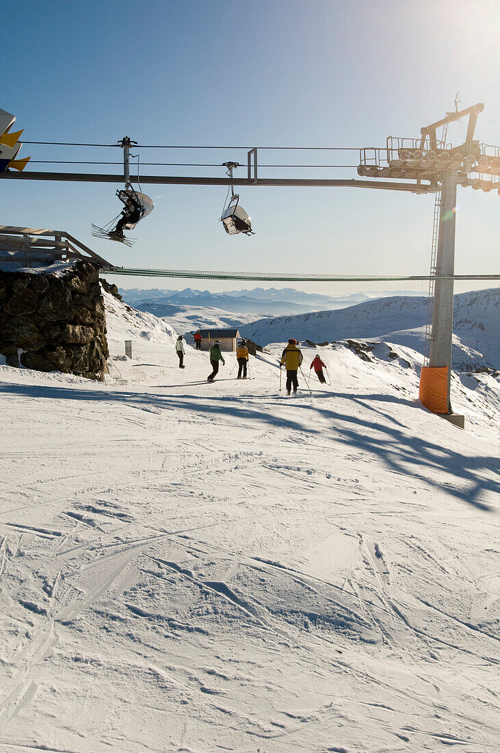 Skigebiet Reinswald, Gipfellift, Gipfelstation, Piste, Sarntal, Südtirol, Italien