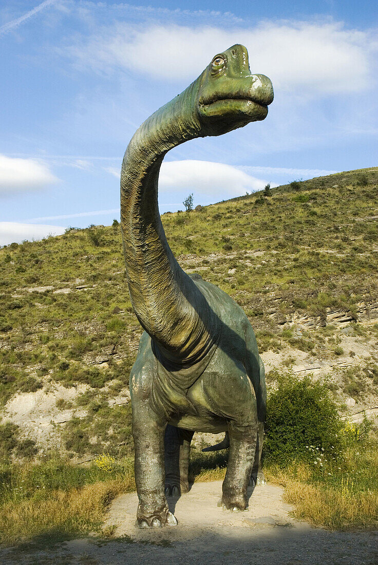 Life size replica of a Brachiosaurus in Valdecevillo site, Enciso. La Rioja, Spain