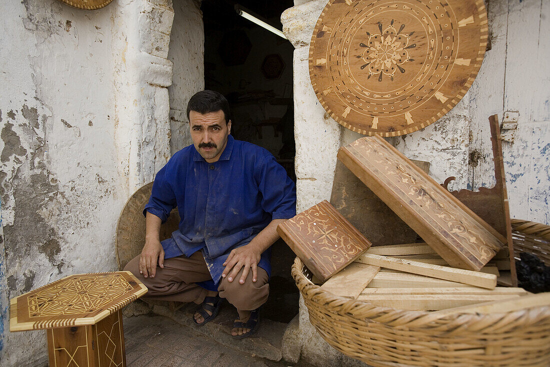 Wood carver, Essaouira. Morocco