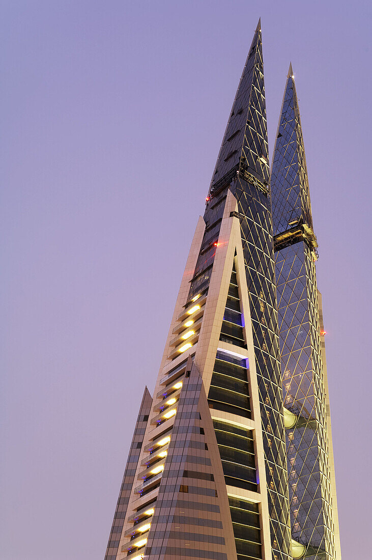 Bahrain World Trade Center, the first skyscraper to integrate wind turbines into its design, Manama, Bahrain