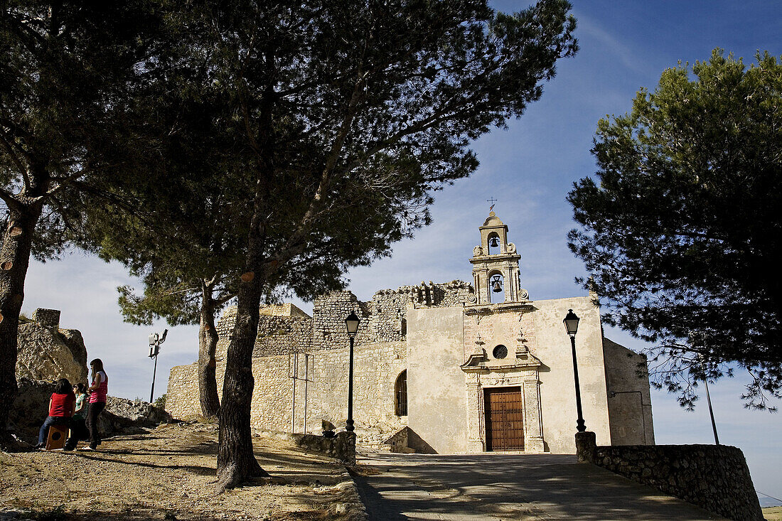 Castle of Fatetar and Chapel of Santiago, Espera. Pueblos Blancos (white towns), Cadiz province, Andalucia, Spain