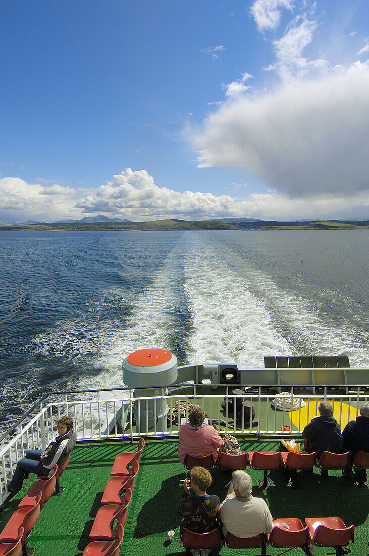 Tourists at Ferry to Mull island from Oban. Argyll & Bute, Scotland, UK