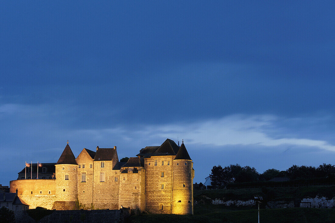 Château de Dieppe at dusk. Seine-Maritime, Haute-Normandie, France