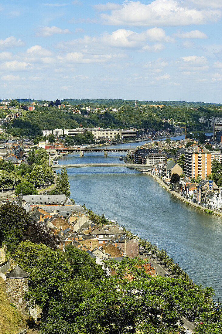Namur and Meuse river as seen from the citadel. Belgium