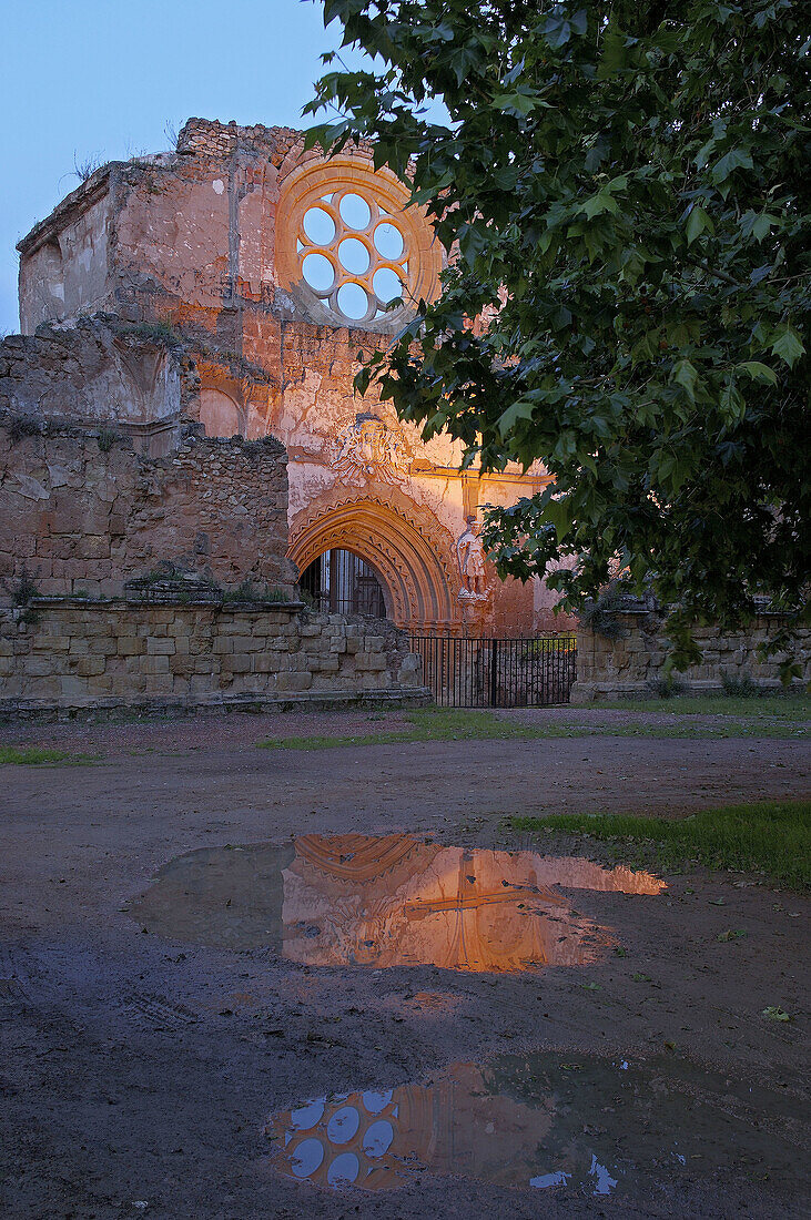 Abbey ruins at Dusk  Monasterio de Piedra  Nuevalos  Zaragoza province  Aragon  Spain