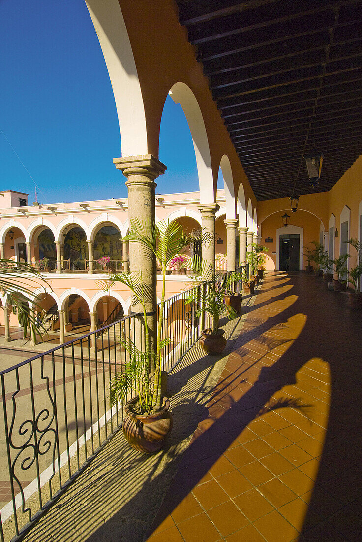 The interior courtyard of the Municipal Palace Palacio Municipal, El Fuerte, Mexico