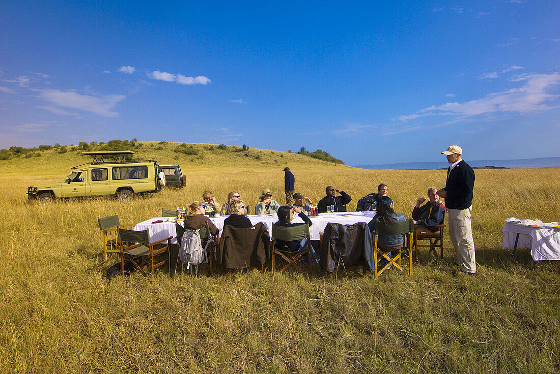 Breakfast after a hot air balloon flight with Transworld Safaris in Masai Mara National Reserve, Kenya