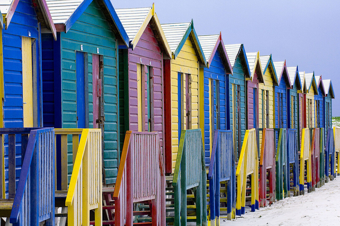 Colorful beach huts, Muizenberg Beach, False Bay near Cape Town, South Africa
