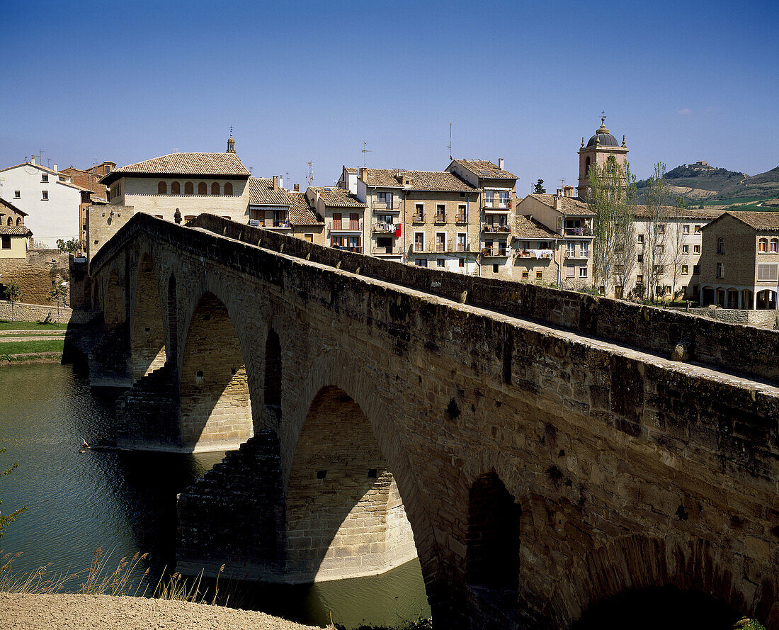 Medieval bridge, Puente la Reina. Way of St. James, Navarre, Spain