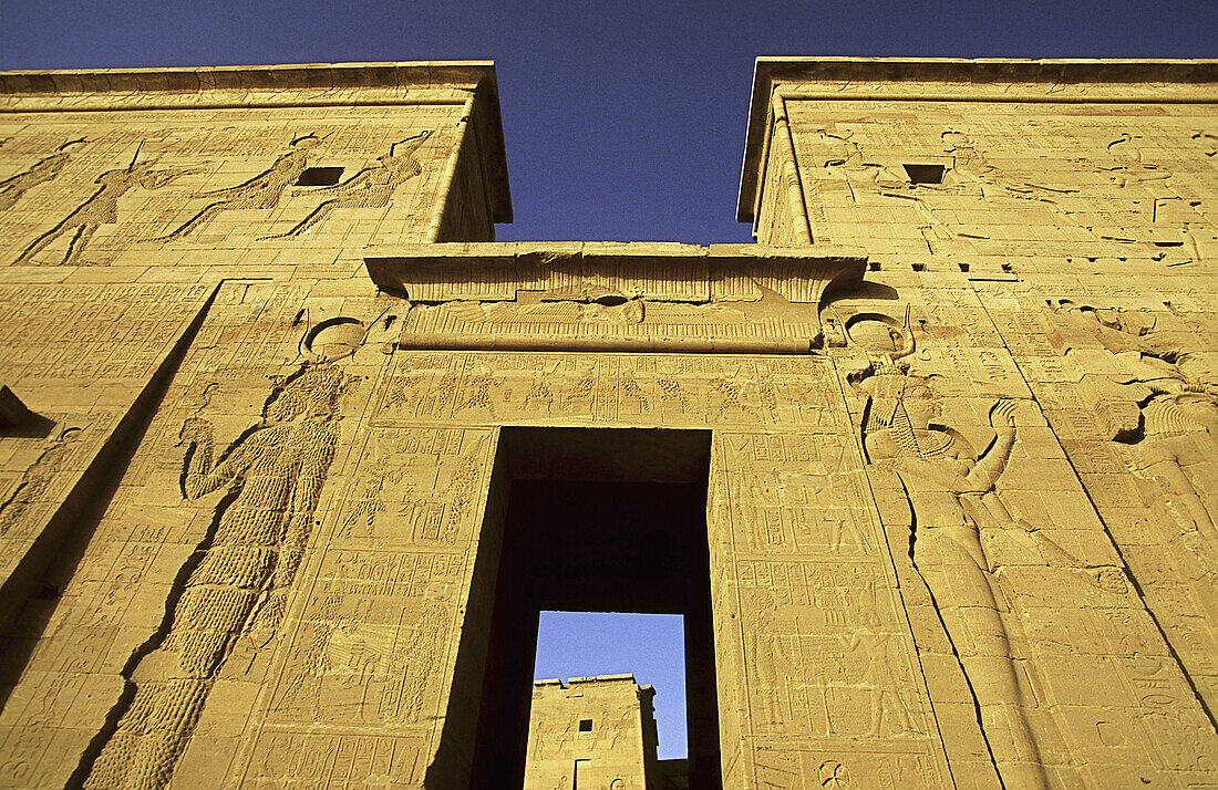 East colonnade of temple, Philae. Aswan, Egypt