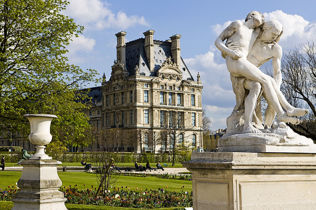 Louvre Museum seen from Tuileries Garden, Paris, France
