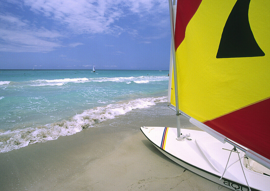 Beach, Cuba, Resort, Resorts, Sailboat, Surf, Surfing, Varadero, Waves, U06-764278, agefotostock