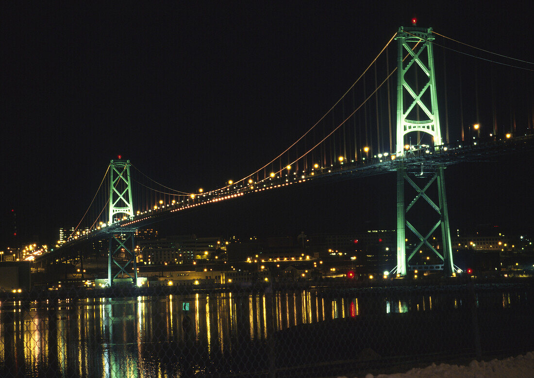 The Halifax Nova Scotia MacDonald Bridge At Night