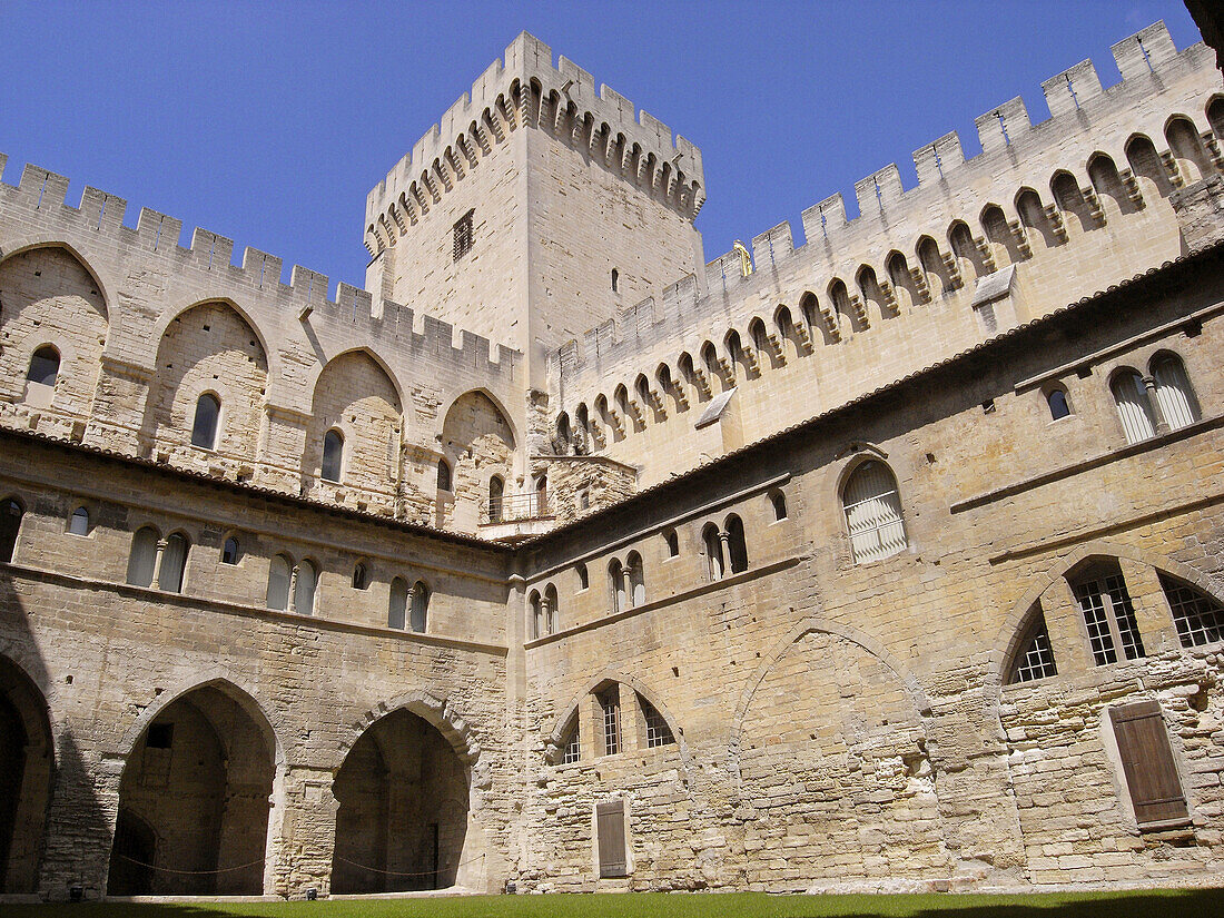 Cloisters and Tour de la Campare, Palais des Papes, Avignon, France