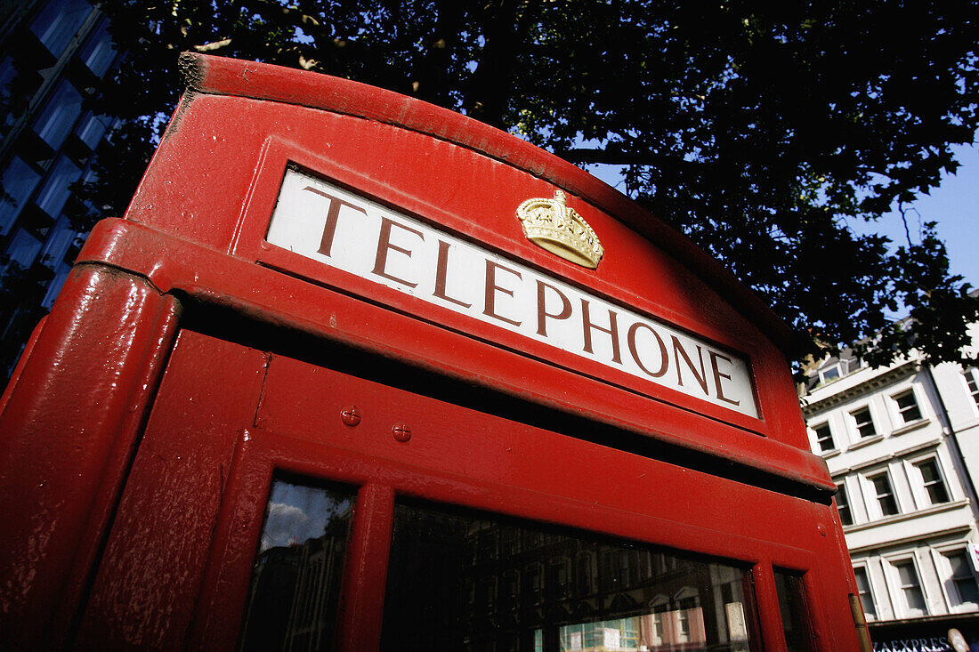 Red telephone box, the Strand, London, England, UK