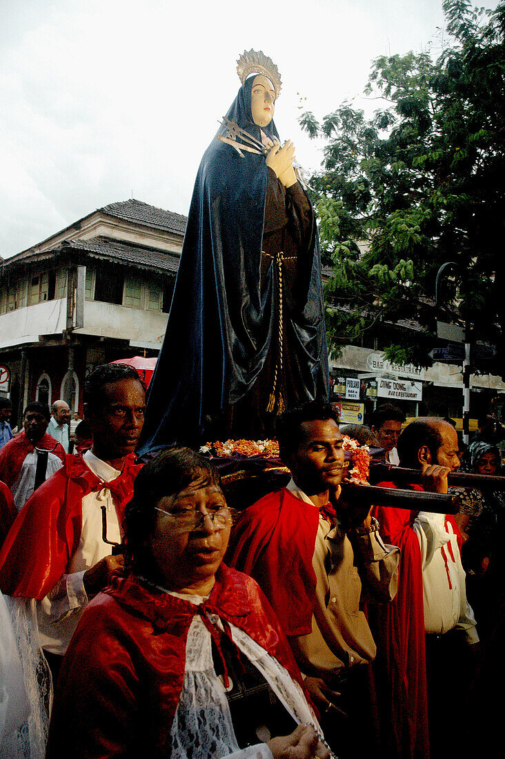 Panjim Goa, India, the Easter procession of Good Friday through the city