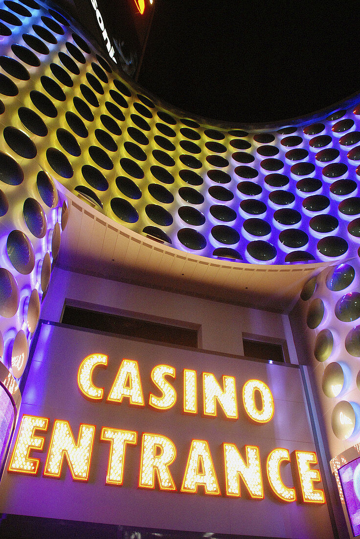 Las Vegas Nevada, a casinos entrance along the Strip