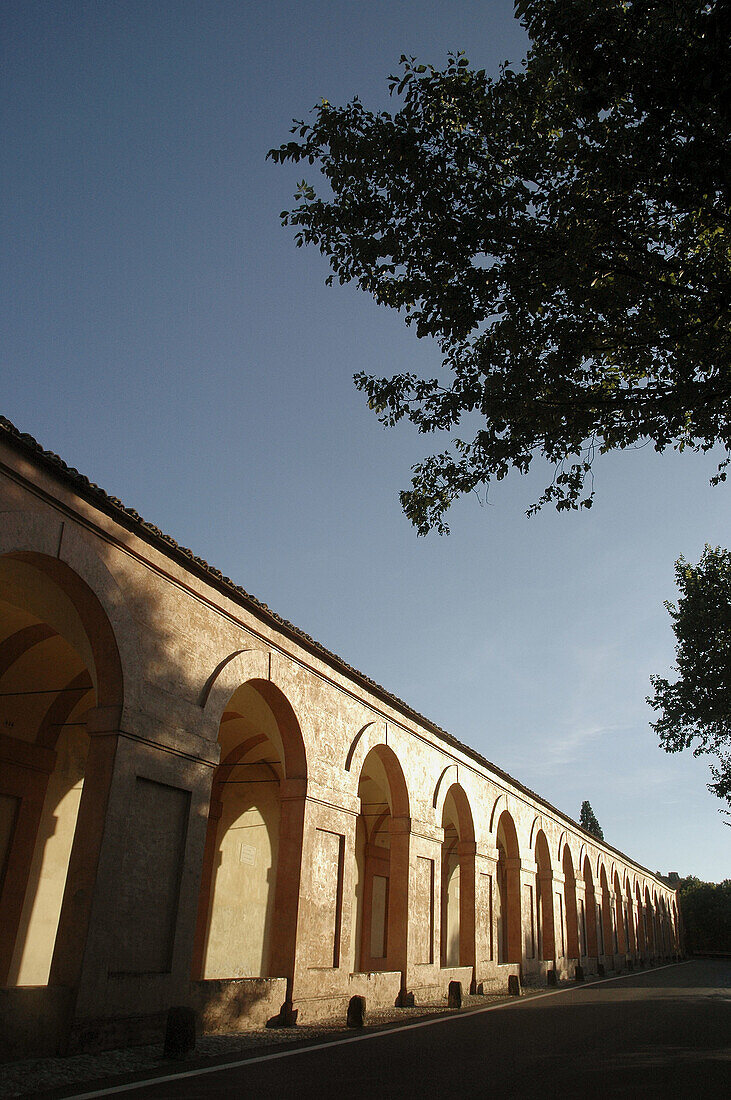 Bologna Italy, the portico along the Monte della Guardia