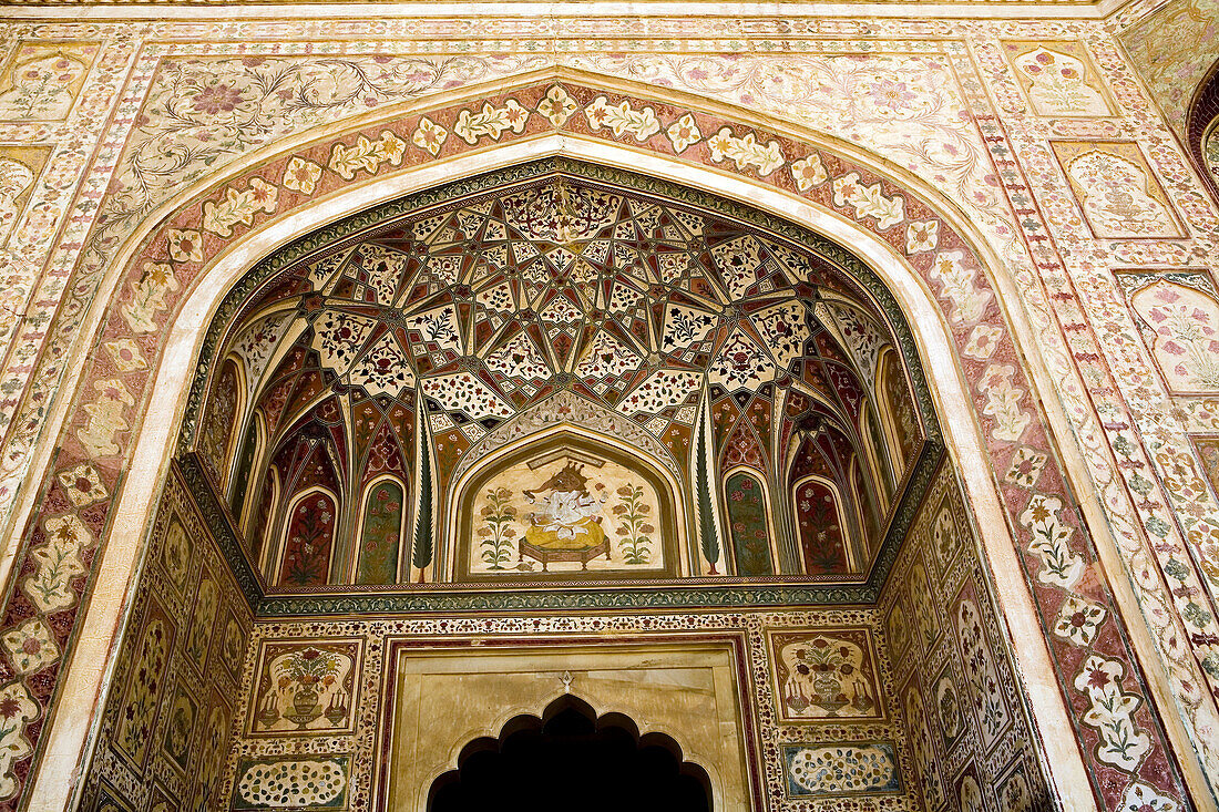 Decoration, Ganesh Pol, Amber Fort, Amer Fort, Jaipur, Rajasthan, India