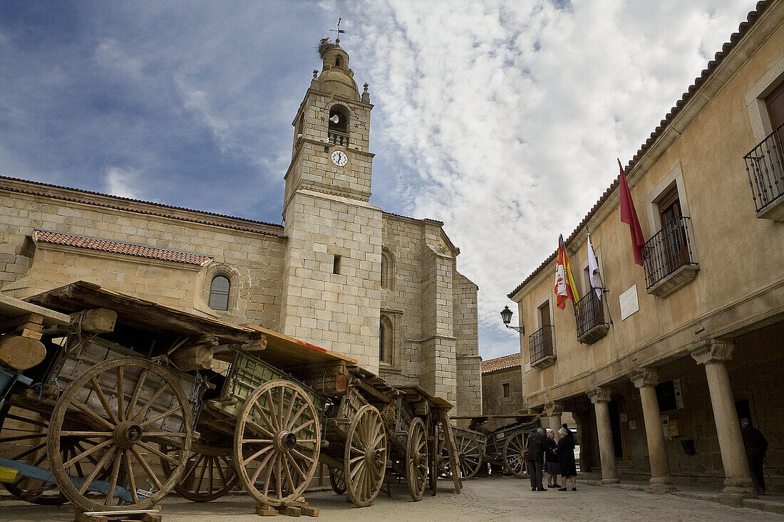 The Ninth festivity, bullring built with cars, of San Felices Gallegos, Natural Park Arribes del Duero, Salamanca, Castilla y Leon, Spain, Europe.