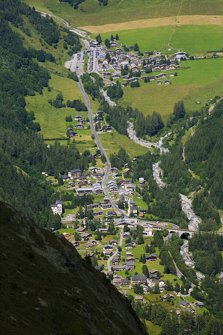 Town of Montroc, Le Tour, Mont Blanc massif, French Alps, France.