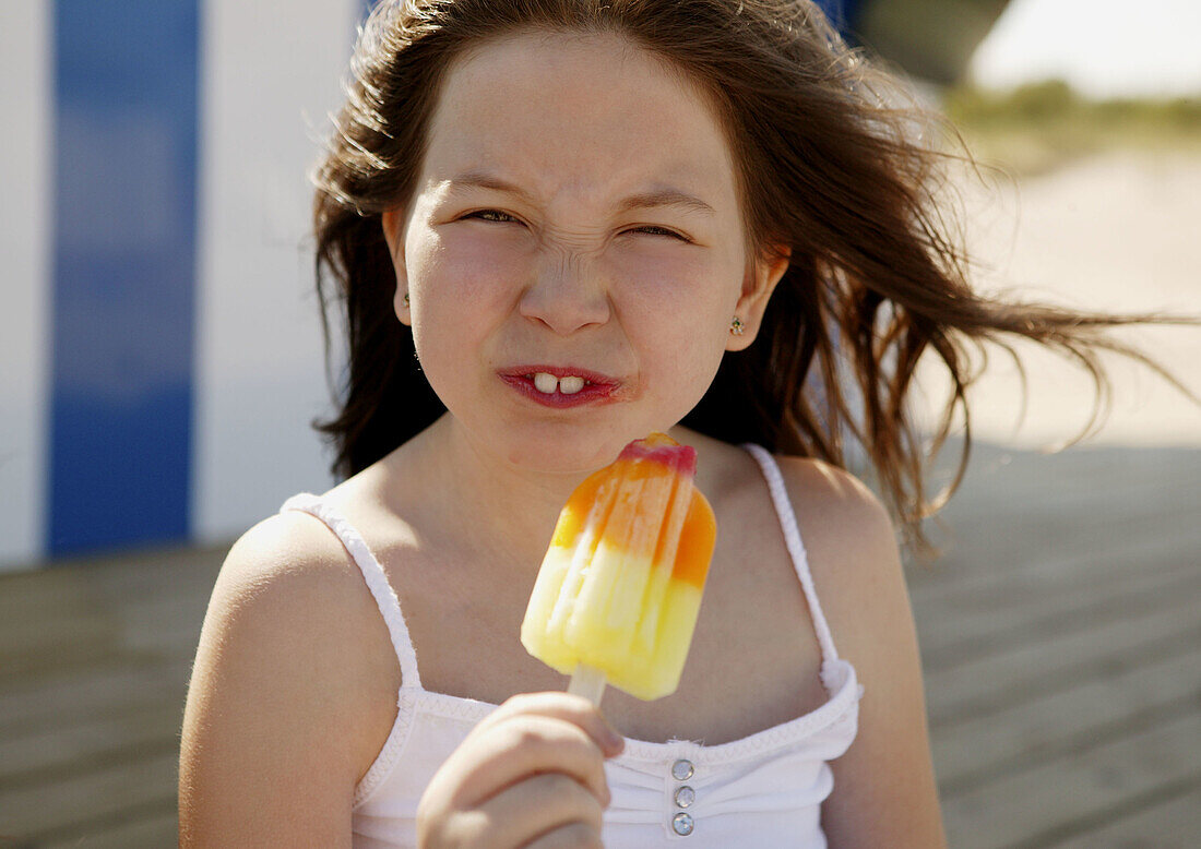 ead and shoulders, Holding, Horizontal, Ice cream, Image, Indulgence, Licking, Look down, Looking dow