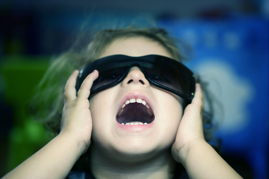 Girl screaming with sunglasses