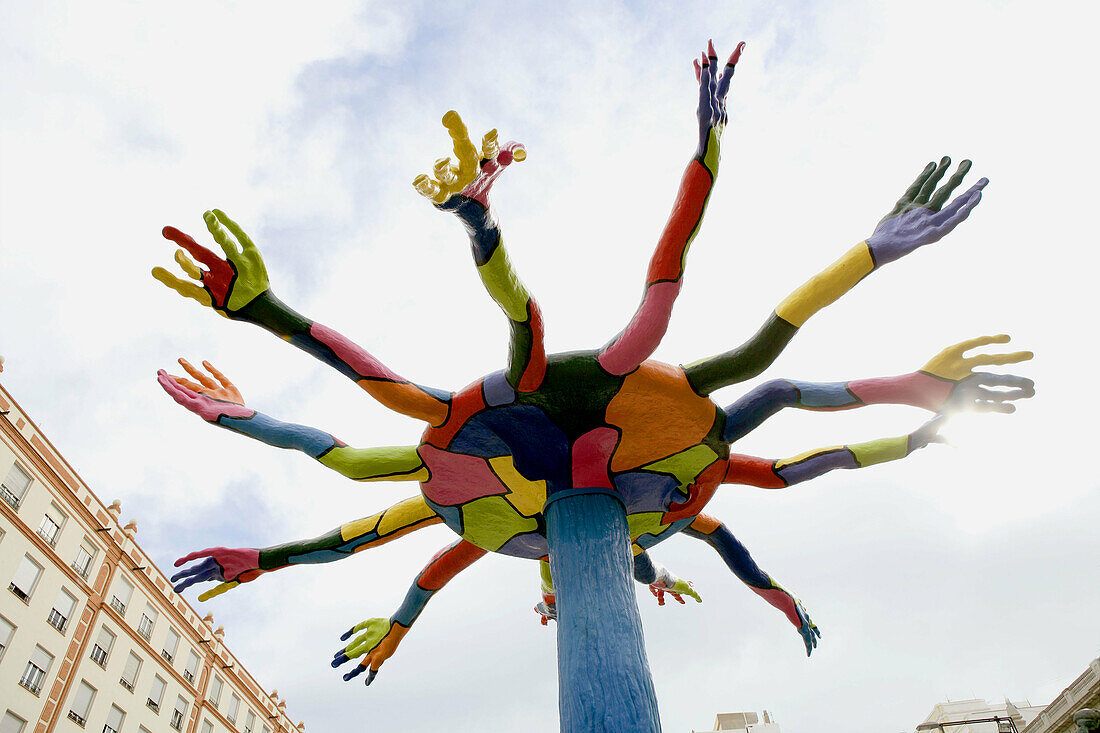 Colored hands sculpture in Castellon