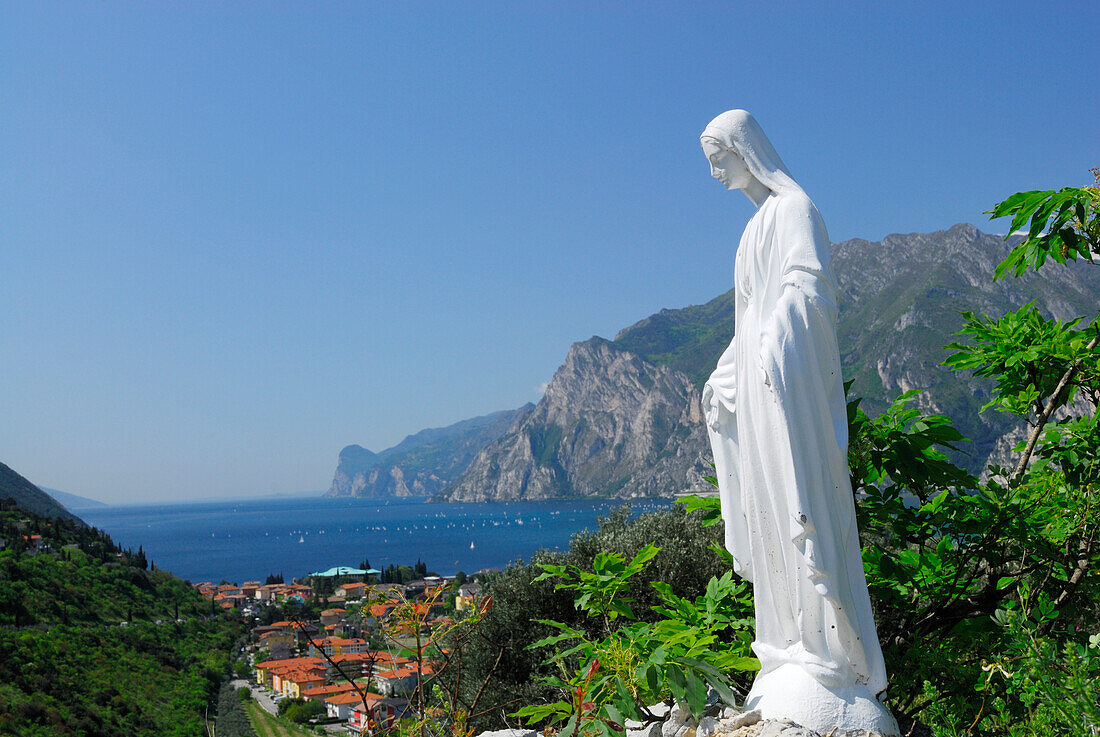 Madonna figure, view over Nago-Torbole, Trentino-Alto Adige/Südtirol, Italy