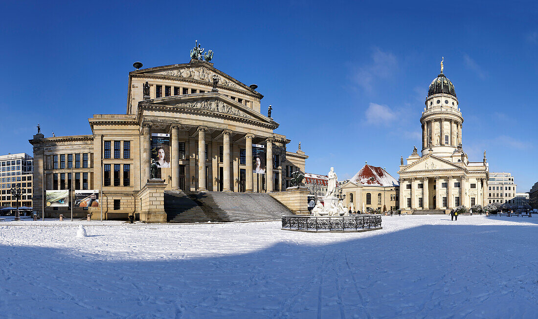 Gendarmenmarkt with Concert Hall and French Cathedral in winter, Berlin, Germany