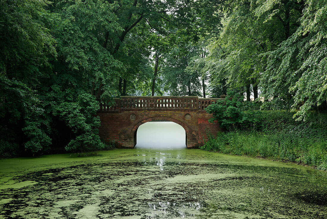 Bridge, castle park Hoppenrade, Brandenburg, Germany