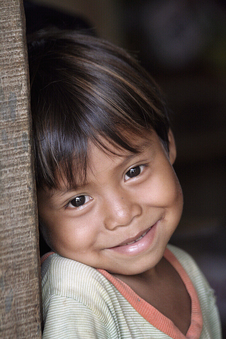 GUATEMALA  Santa Rita village of returnees, in the Peten  The community fled Guatemala during the violence of the 1980s and now in times of peace have returned to settle in the jungle lowlands  Child from the village