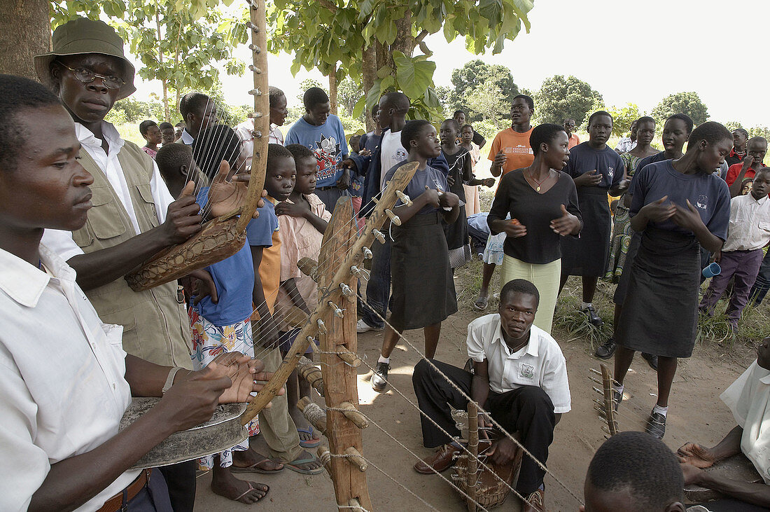 SOUTH SUDAN  Saint Josephs Feast day May 1st being celebrated by Catholic community in Yei  Dancing to traditional music played with African instruments, after the mass