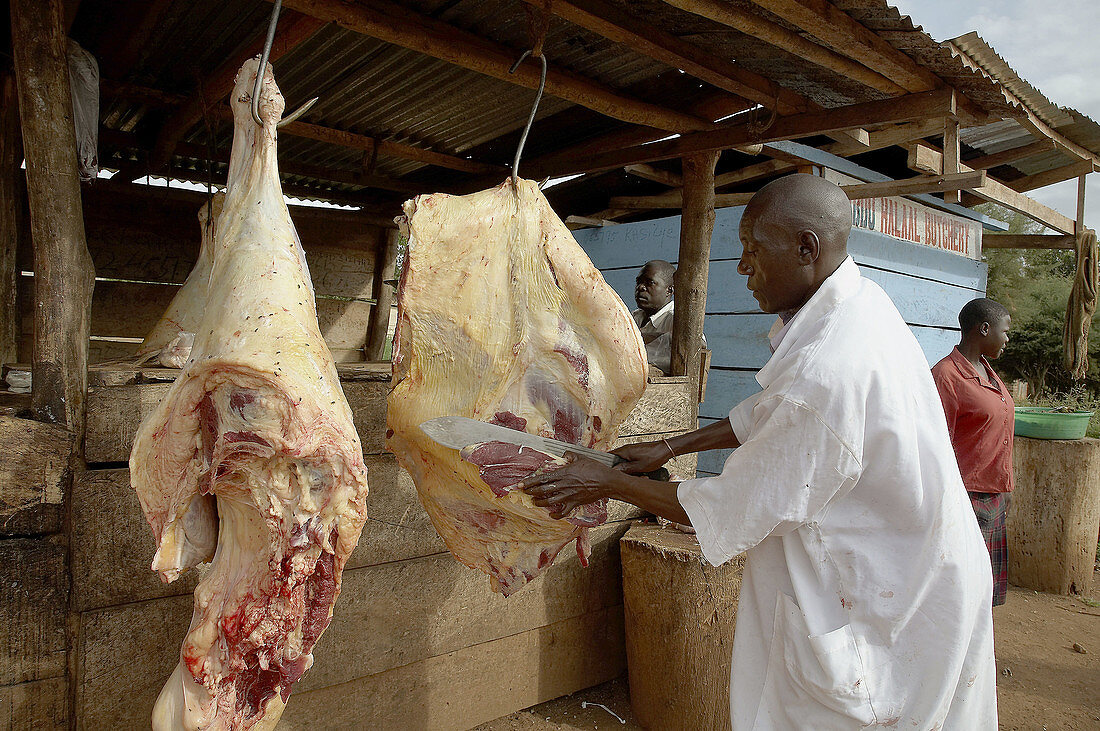 UGANDA  Butchers shop, Village of Kabembe, Mukono District