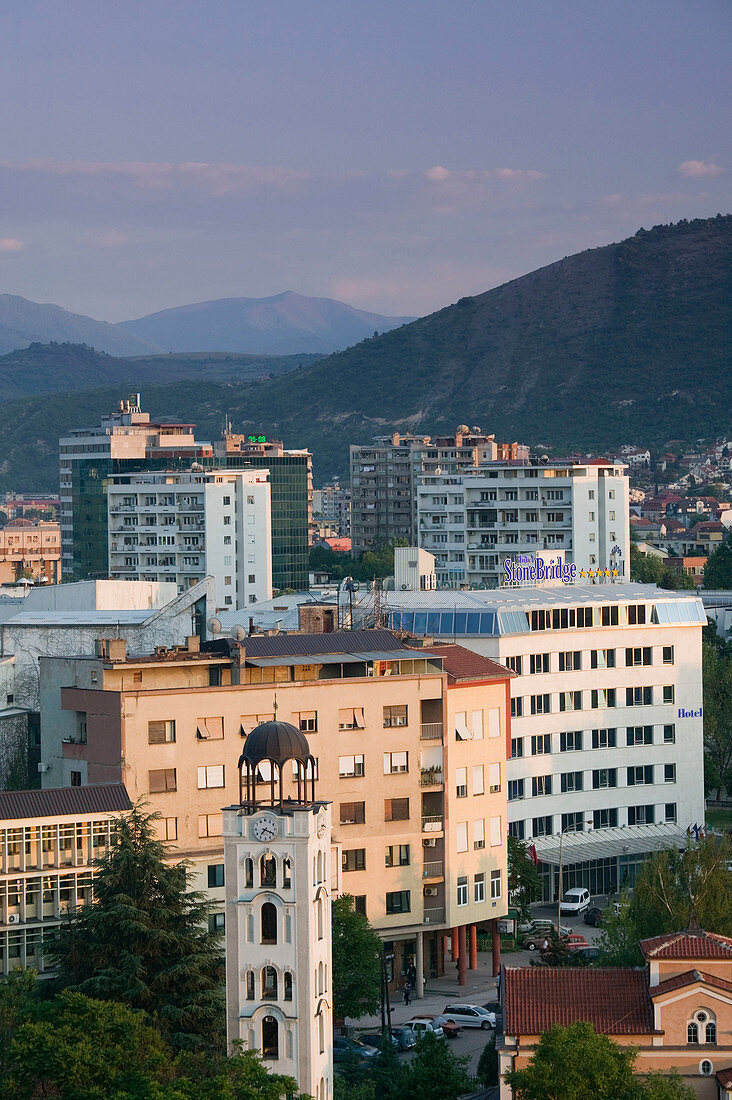 Macedonia. Skopje. Central Skopje from City Fort / Sunset
