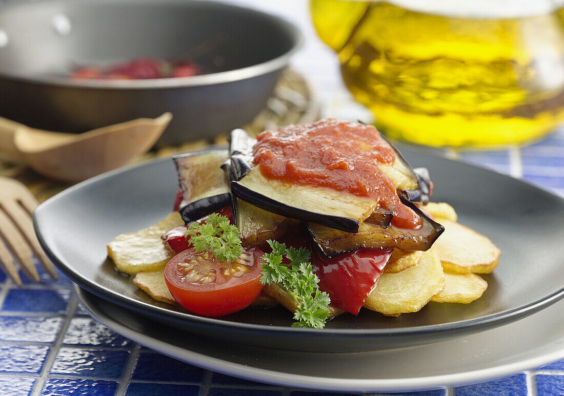 Tombet, typical dish from Majorca. Spain.