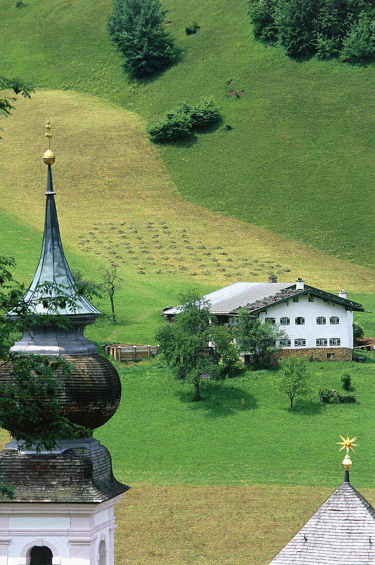 Spire of Maria Gern Church, Berchtesgaden, Bavarian Alps, Germany