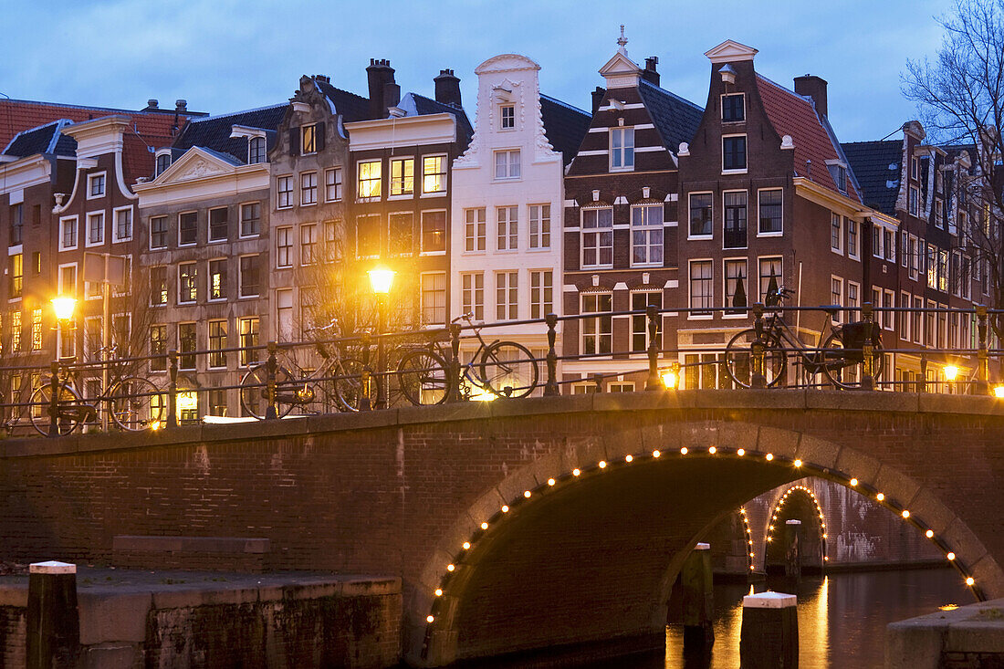 Town houses & bridge, Prinsengracht, Amsterdam, The Netherlands