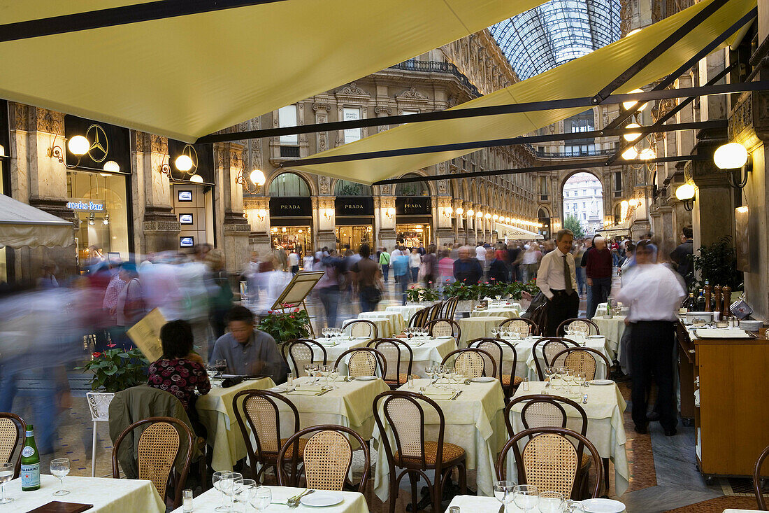 Restaurant/cafe at Galleria Vittorio Emanuelle II, Milan. Lombardy, Italy