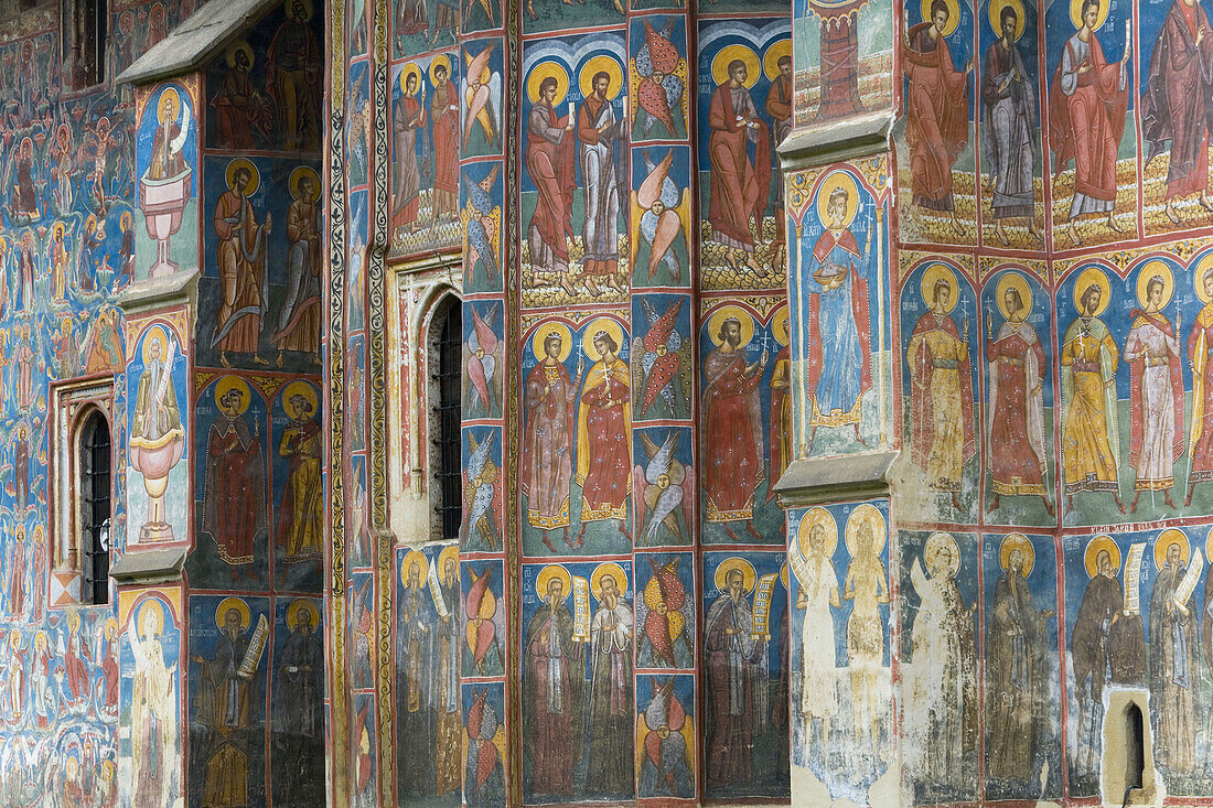 Outside of Moldovita painted monastery, Southern Bucovina, Romania