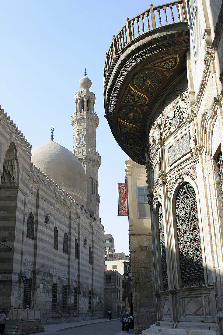 Madrasa Khanqah of Sultan al-Zahir Barquq in oldest Cairo's street, Al-muizz, Cairo, Egypt